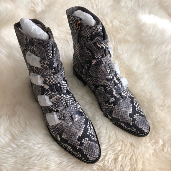 J. Crew Multi Buckle Leather Short Boot Snake 7 - Picture 8 of 13